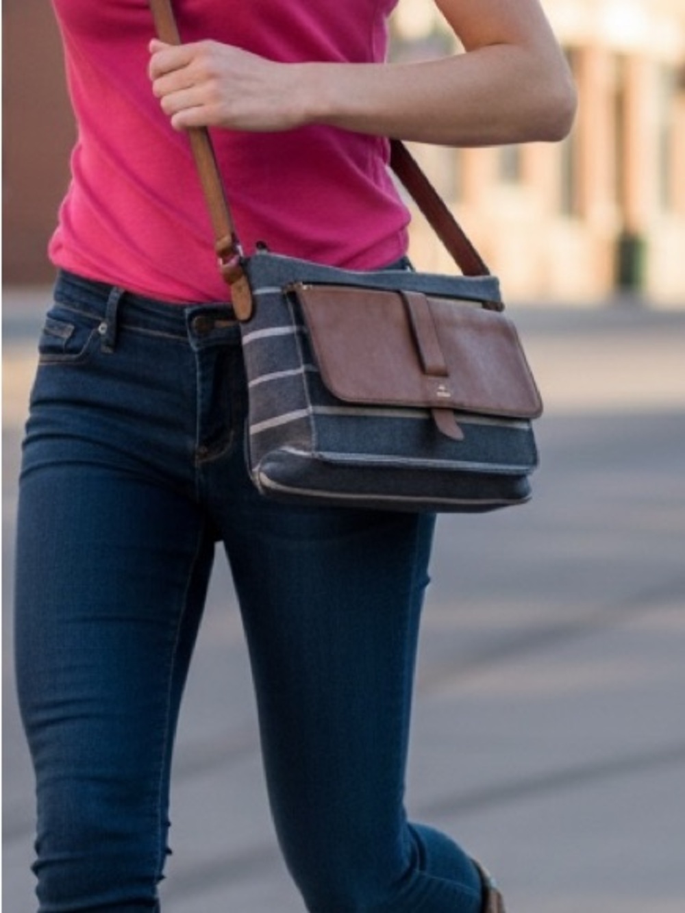 Fossil Kristin NWOT Denim Crossbody Bag